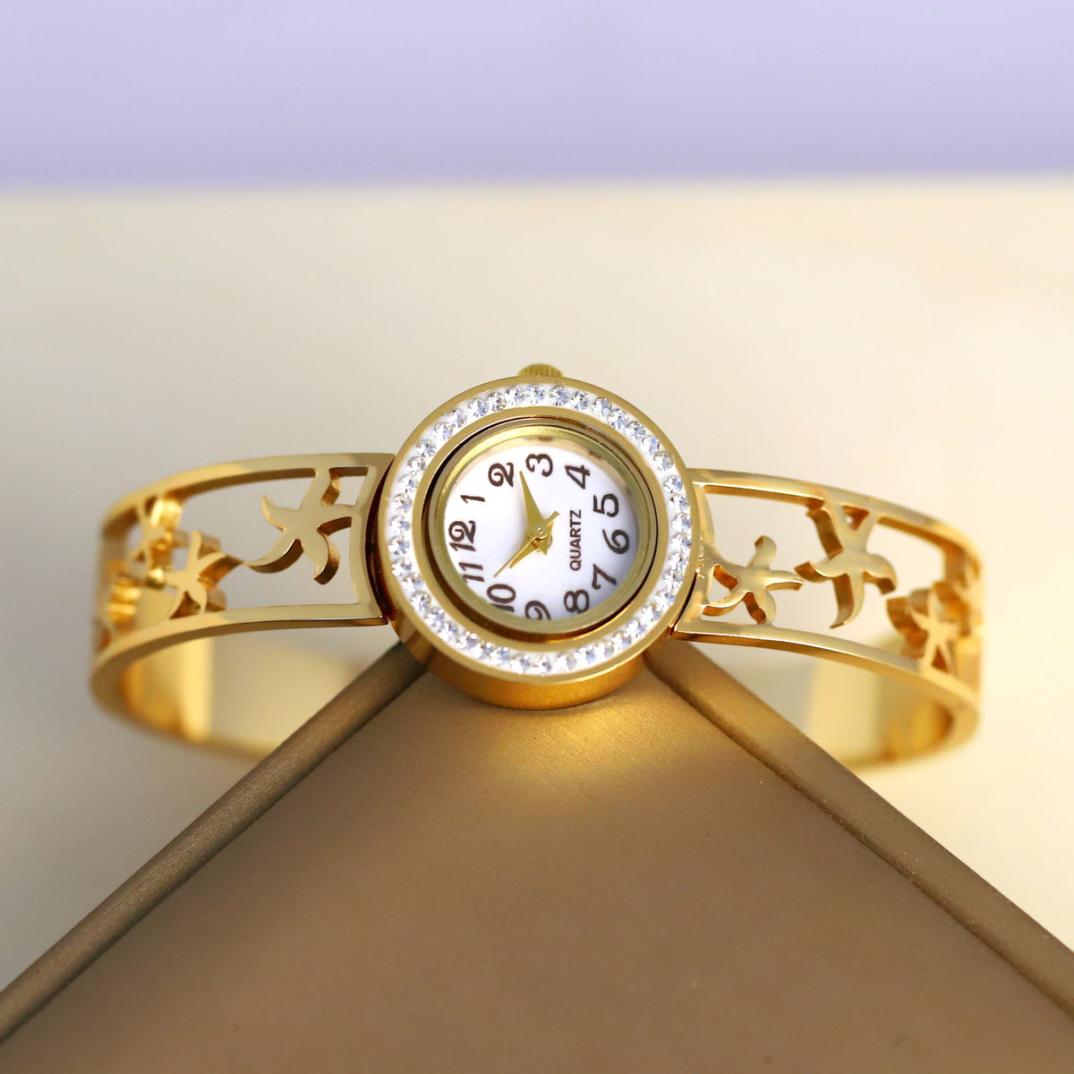 Golden Grace Gold-Tone Bangle Watch for Women