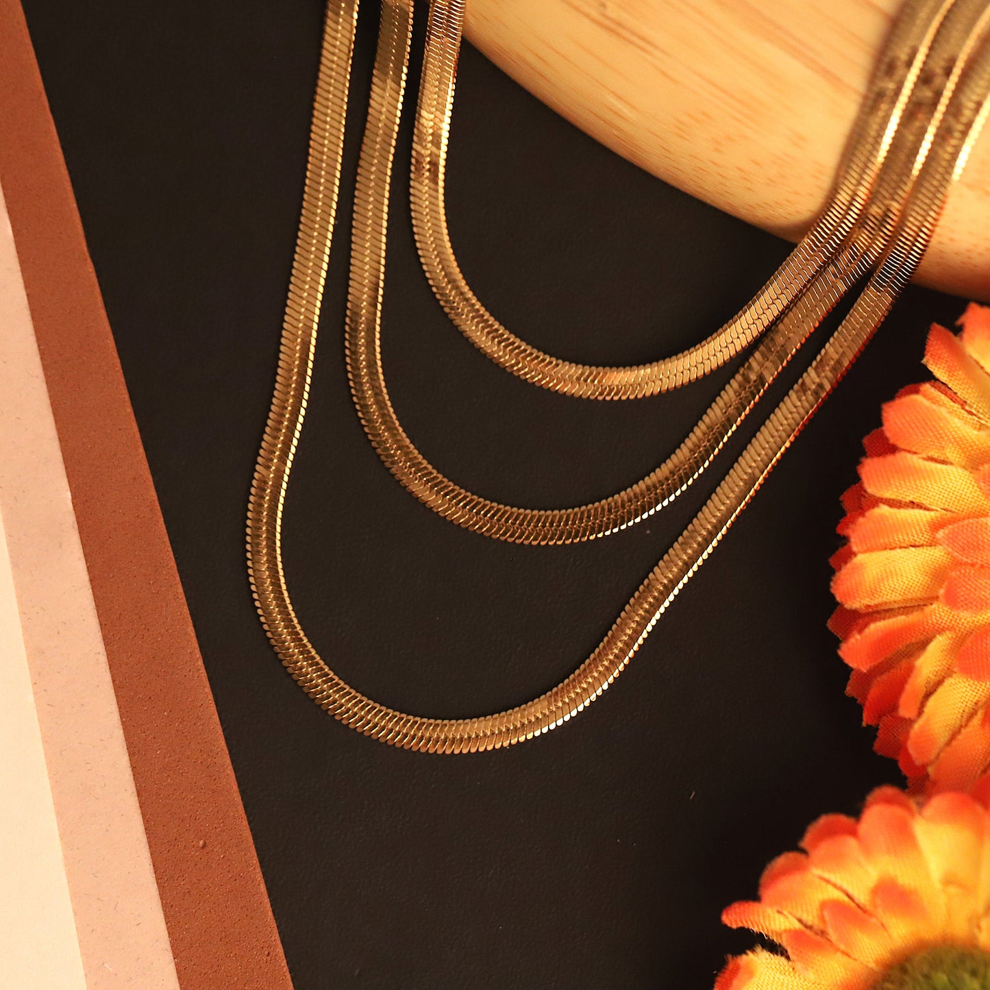 18K Gold PVD Versatility Multilayered Snake Chain Necklace