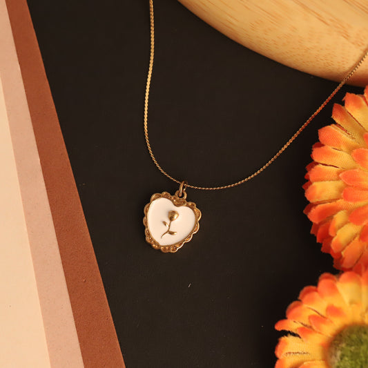 Romantic Rose Heart 18K PVD Gold Pendant