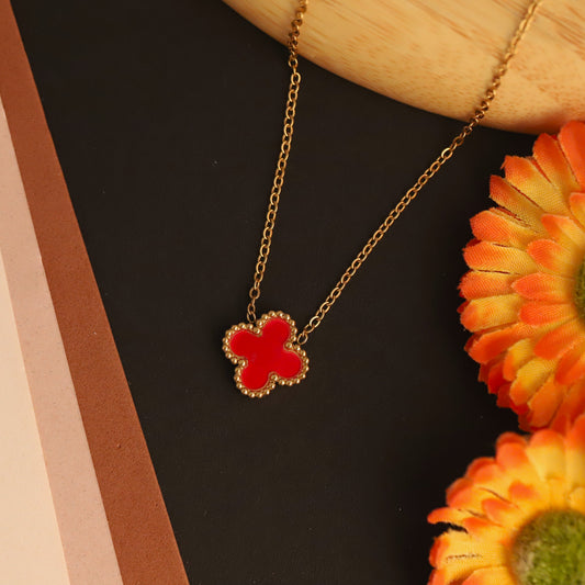Red Clover 18K Gold PVD Pendant