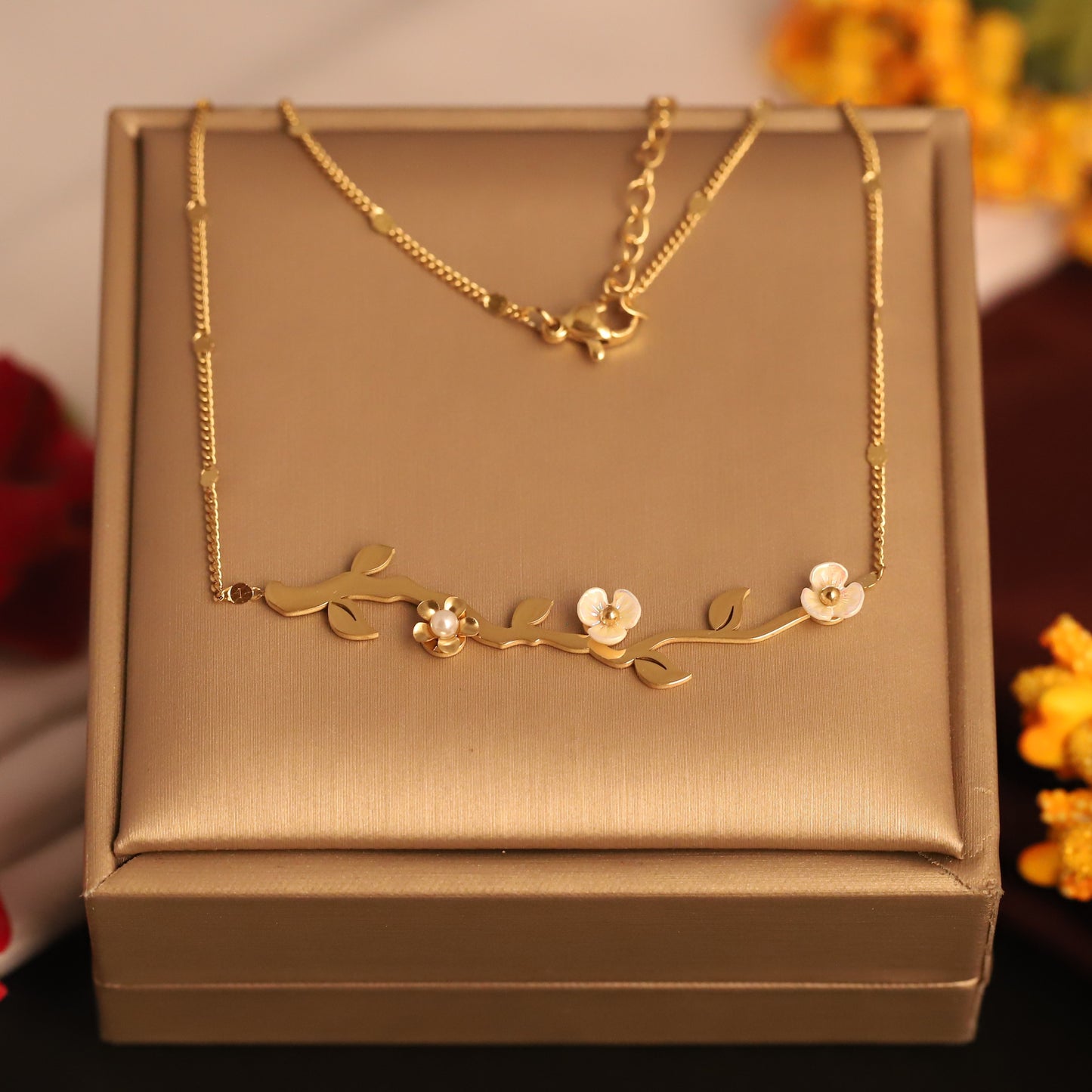 Blossom Branch 18K Gold PVD Necklace