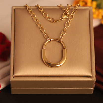 Lucky Horseshoe 18K Gold PVD Necklace