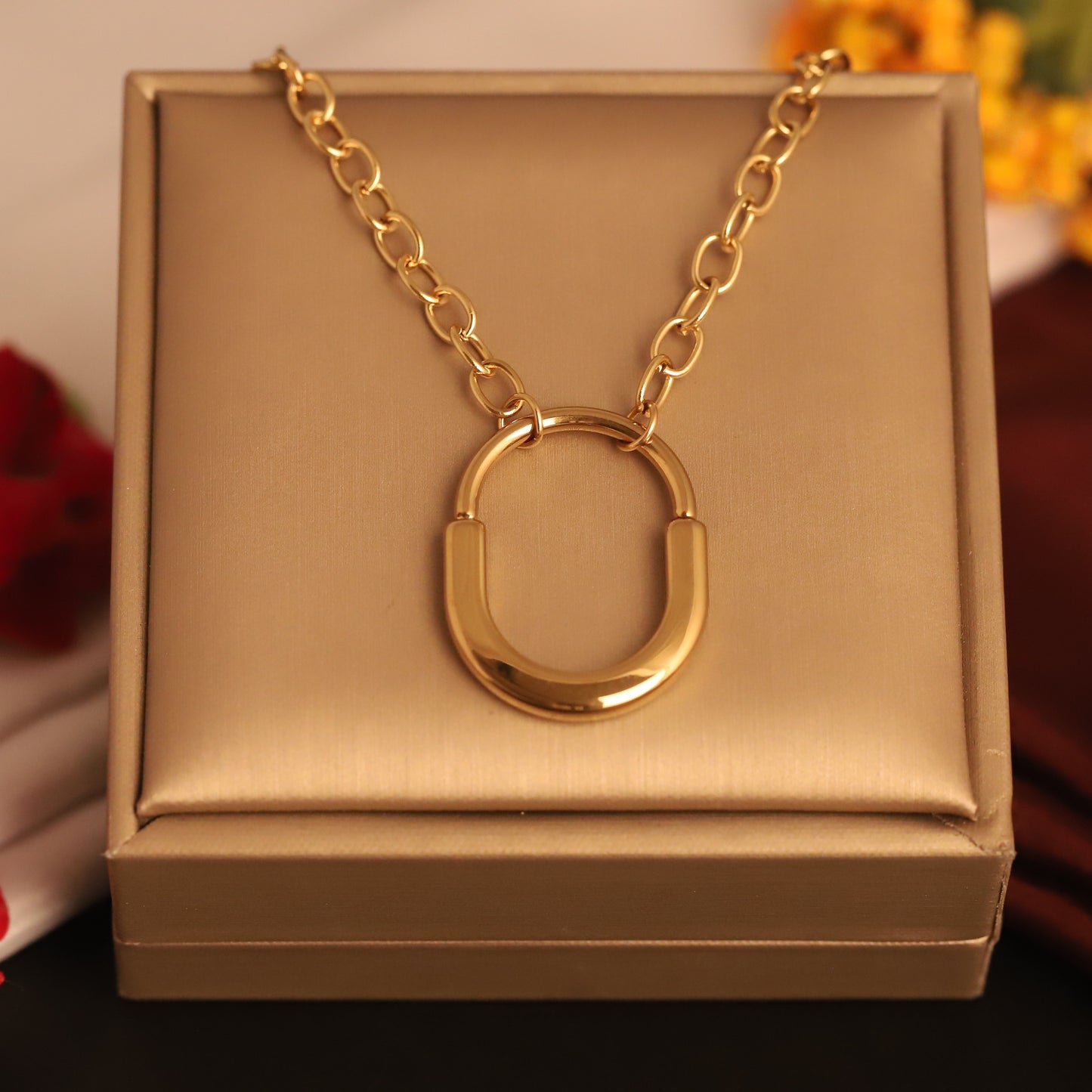 Lucky Horseshoe 18K Gold PVD Necklace