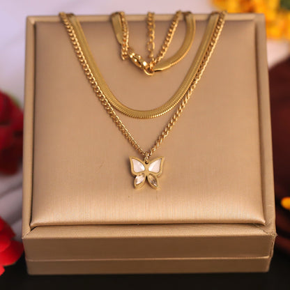 Serpent Butterfly 18K Gold PVD Necklace
