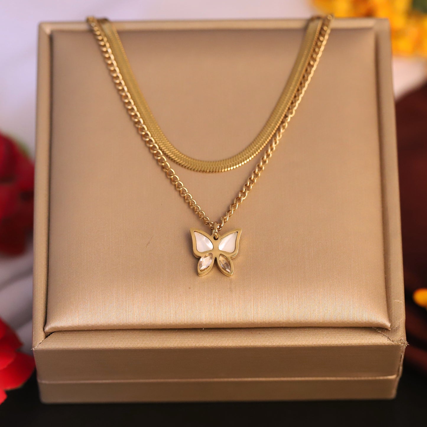 Serpent Butterfly 18K Gold PVD Necklace