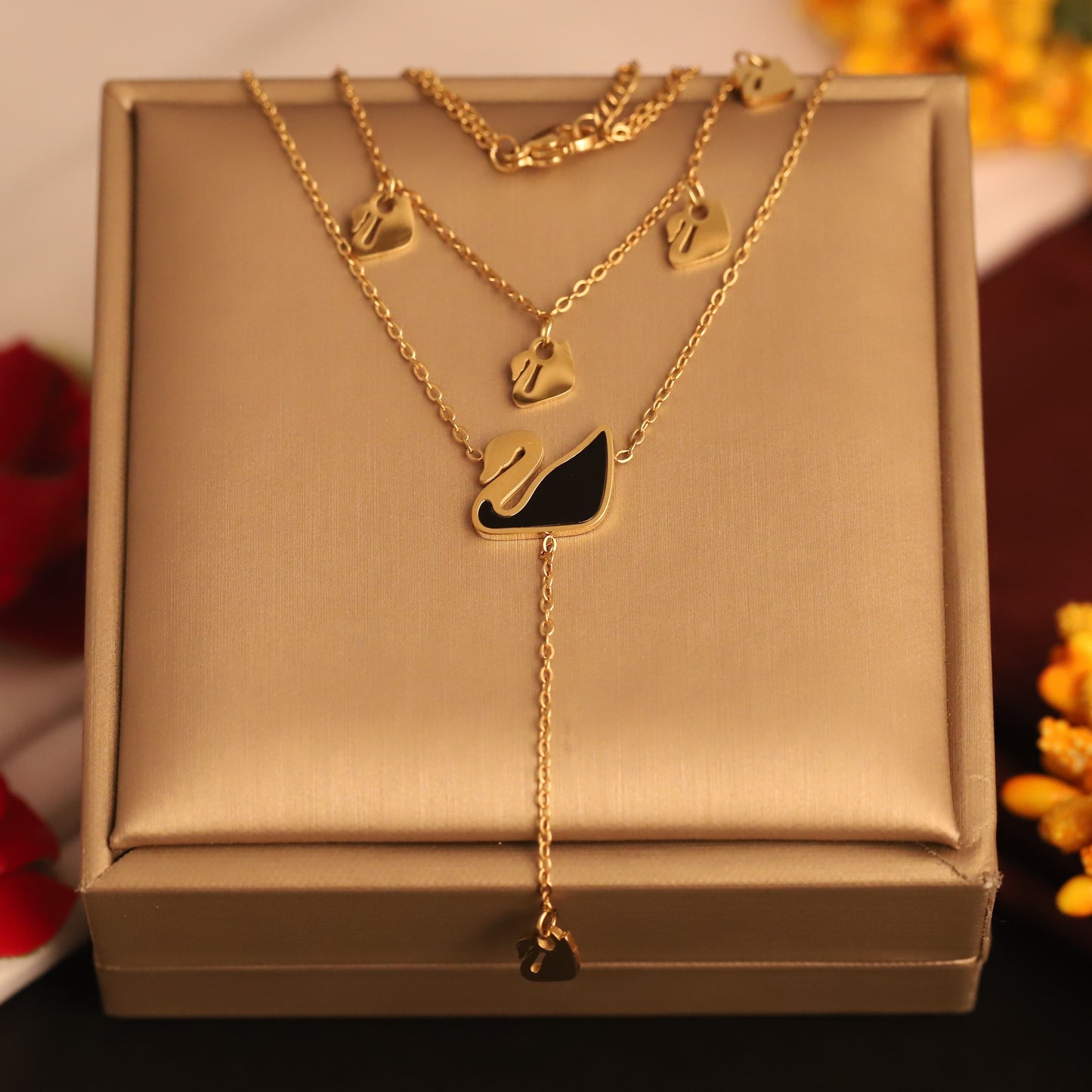 Swan Song 18K Gold-Plated PVD Layered Necklace