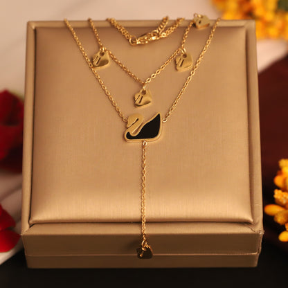 Swan Song 18K Gold-Plated PVD Layered Necklace
