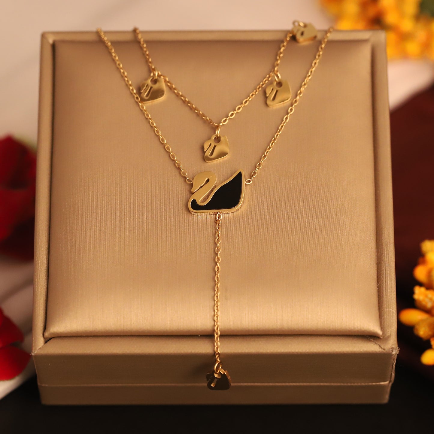 Swan Song 18K Gold-Plated PVD Layered Necklace