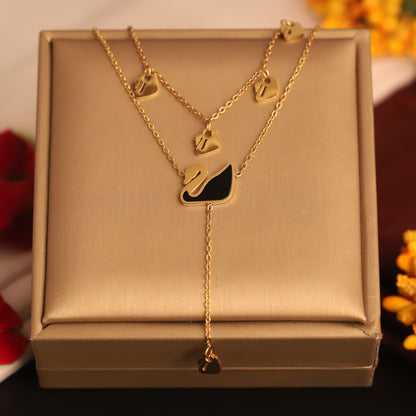 Swan Song 18K Gold-Plated PVD Layered Necklace