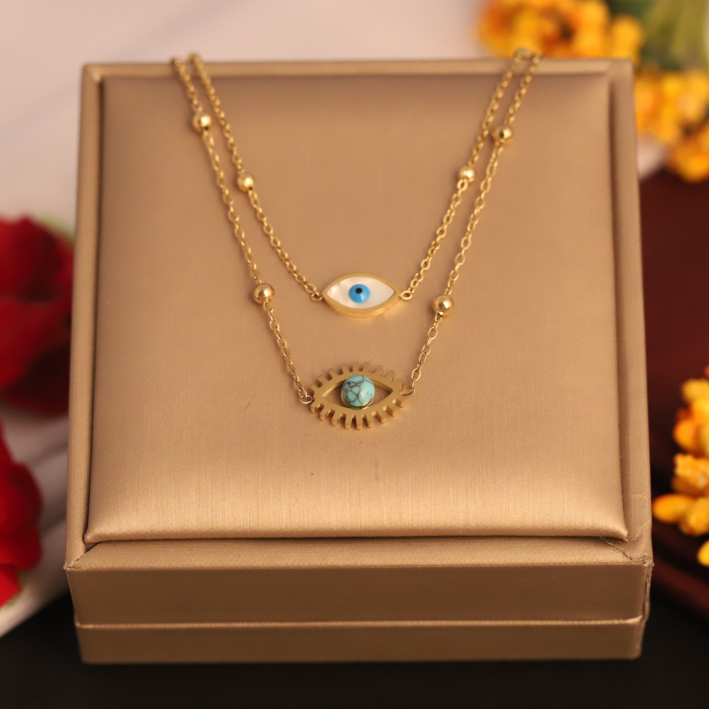 Evil Eye Layered 18K Gold PVD Necklace