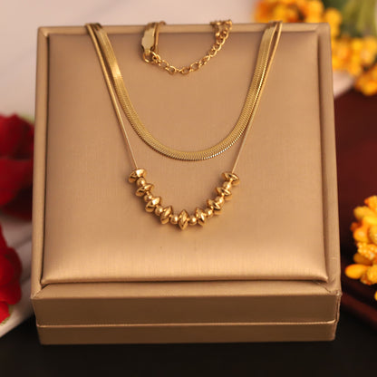 Beaded Layers 18K Gold PVD Necklace