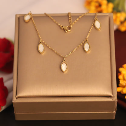 Azure Ivory Drop Charm 18K Gold PVD Necklace