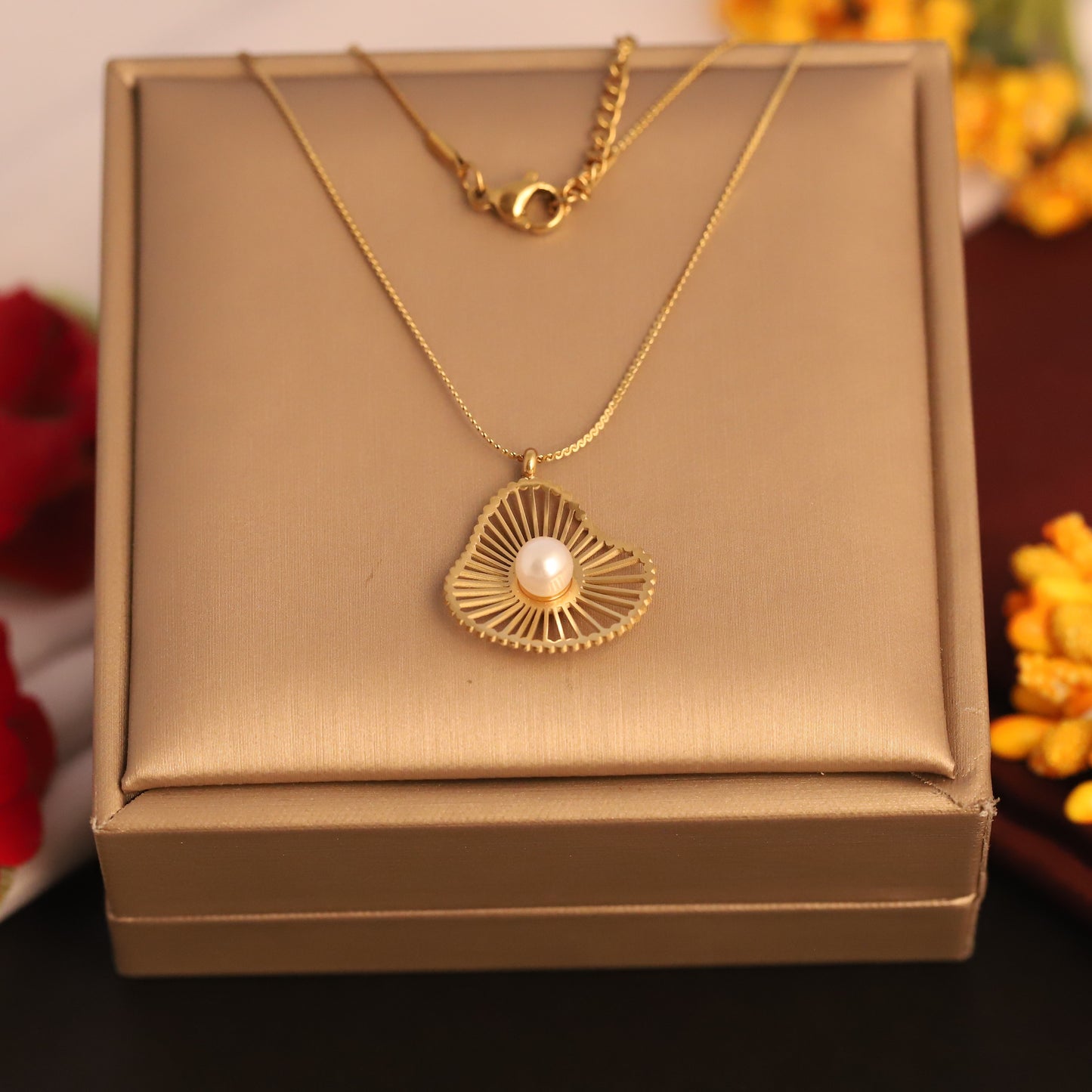 Petal Pearl Dual Harmony Layered 18K Gold PVD Necklace