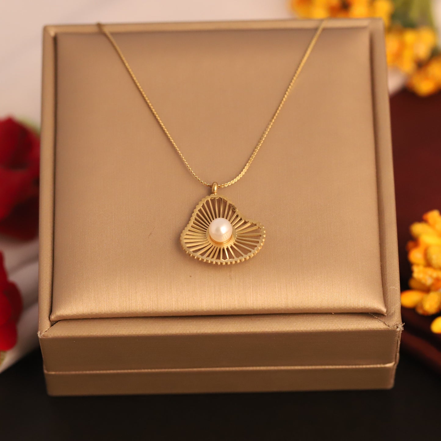 Petal Pearl Dual Harmony Layered 18K Gold PVD Necklace