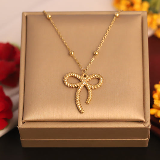 Belle Bow 18K Gold PVD Necklace