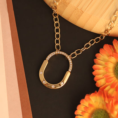 Lucky Horseshoe Crystal 18K Gold PVD Necklace