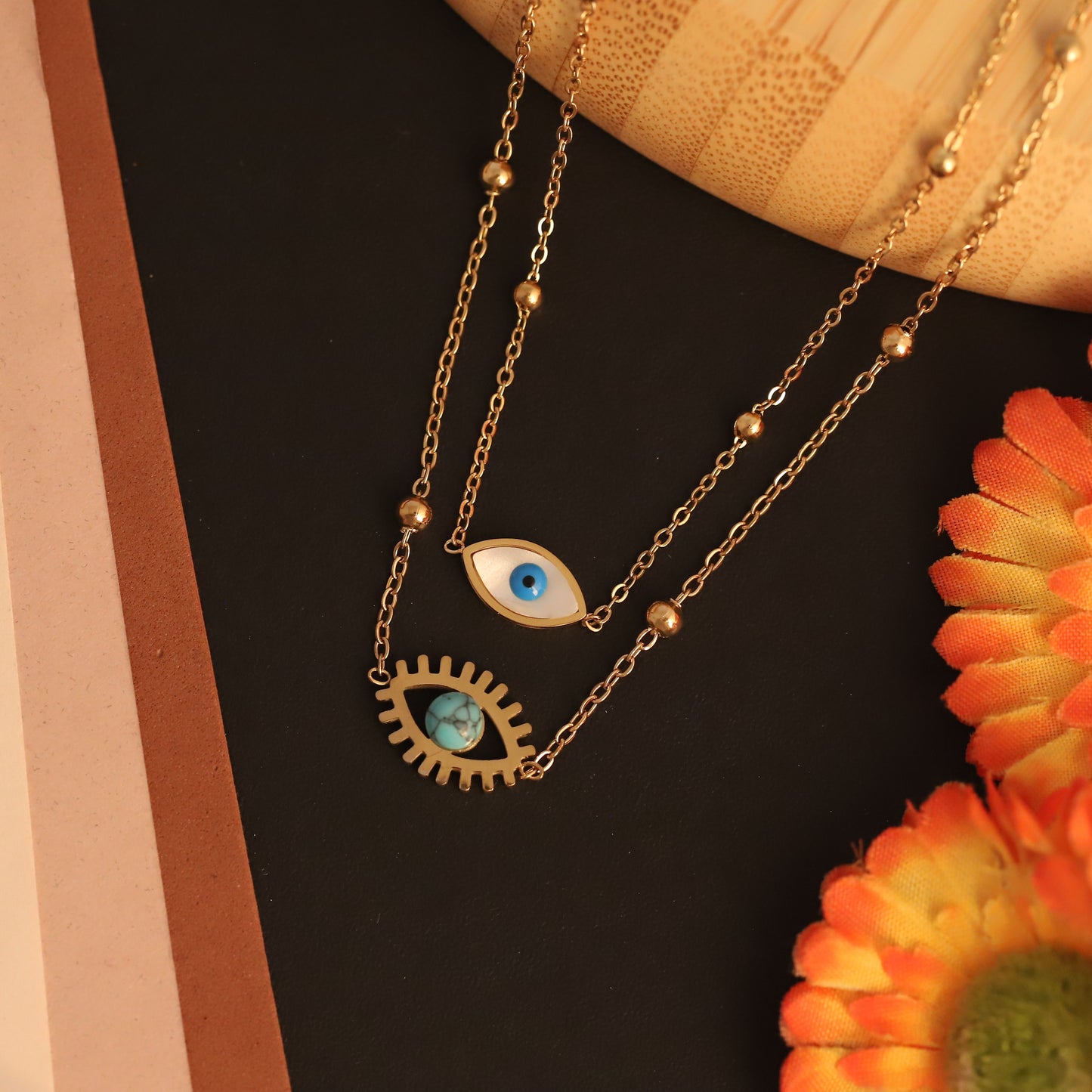Evil Eye Layered 18K Gold PVD Necklace