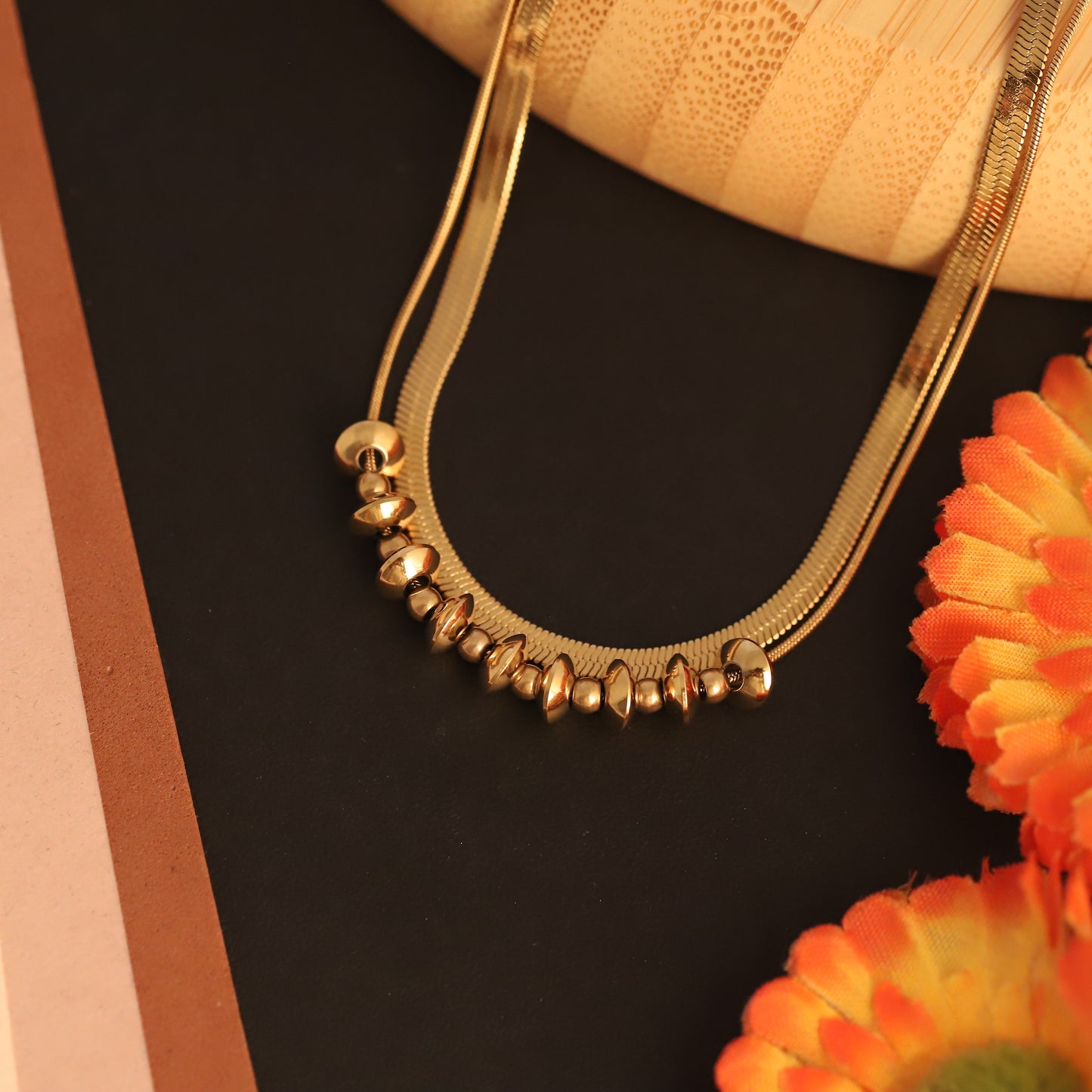 Beaded Layers 18K Gold PVD Necklace