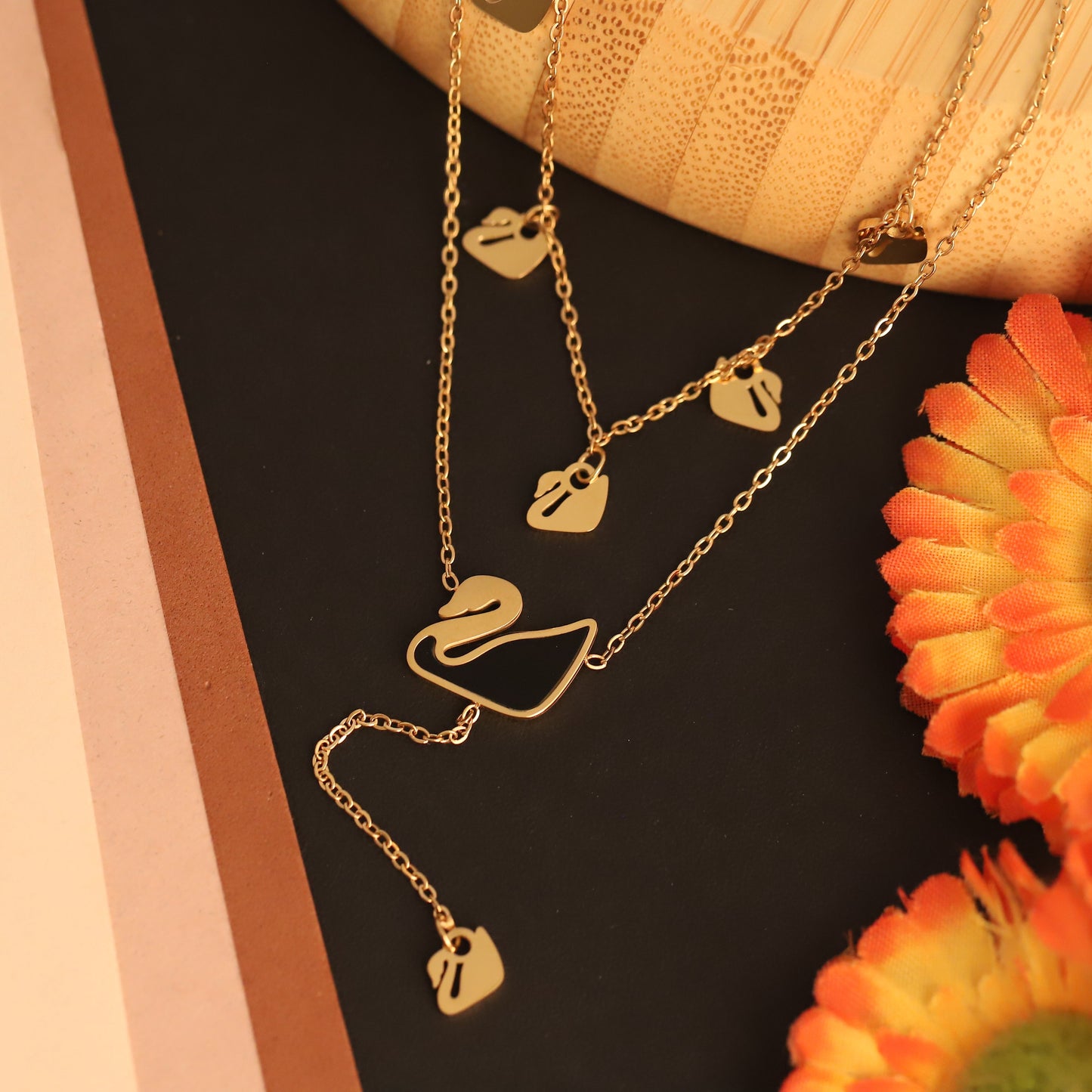 Swan Song 18K Gold-Plated PVD Layered Necklace