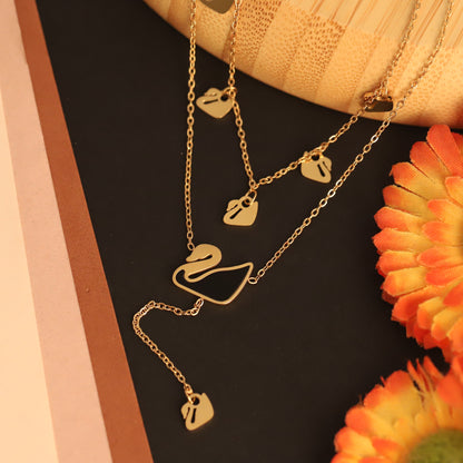 Swan Song 18K Gold-Plated PVD Layered Necklace