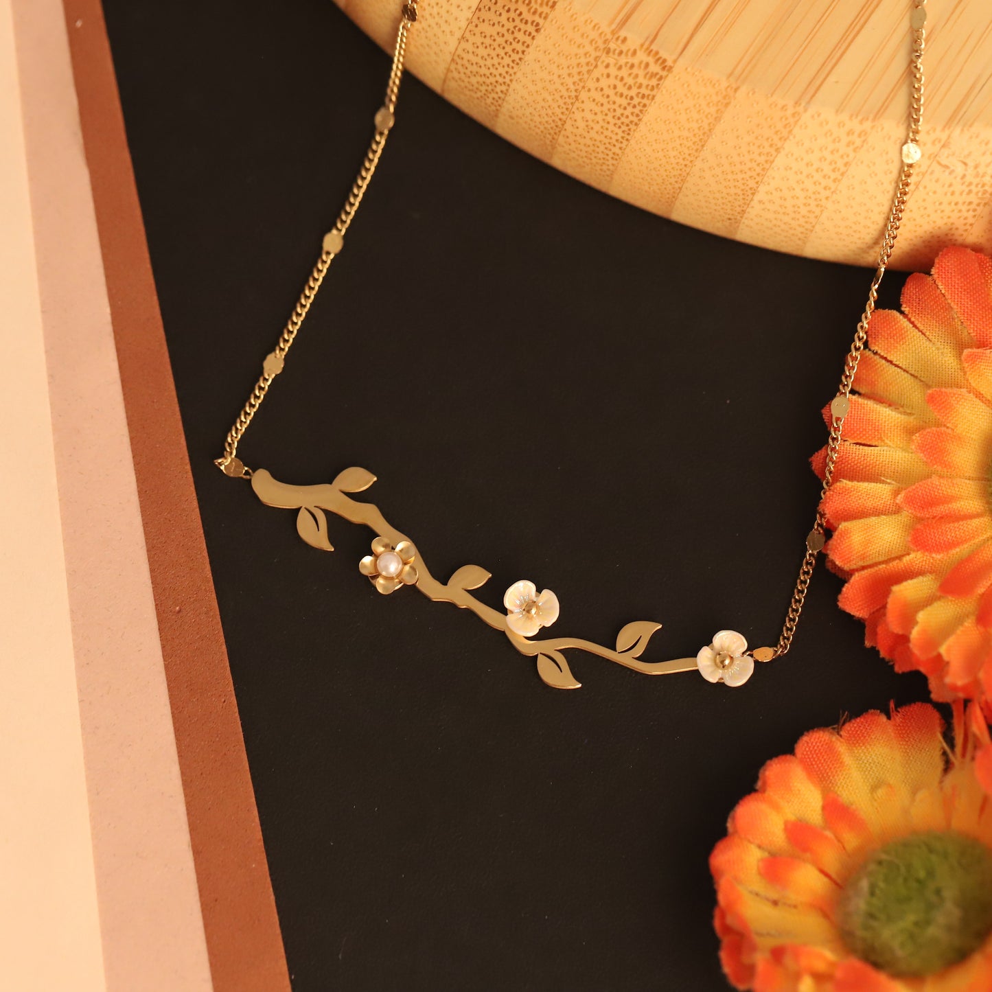 Blossom Branch 18K Gold PVD Necklace
