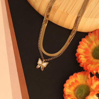 Serpent Butterfly 18K Gold PVD Necklace
