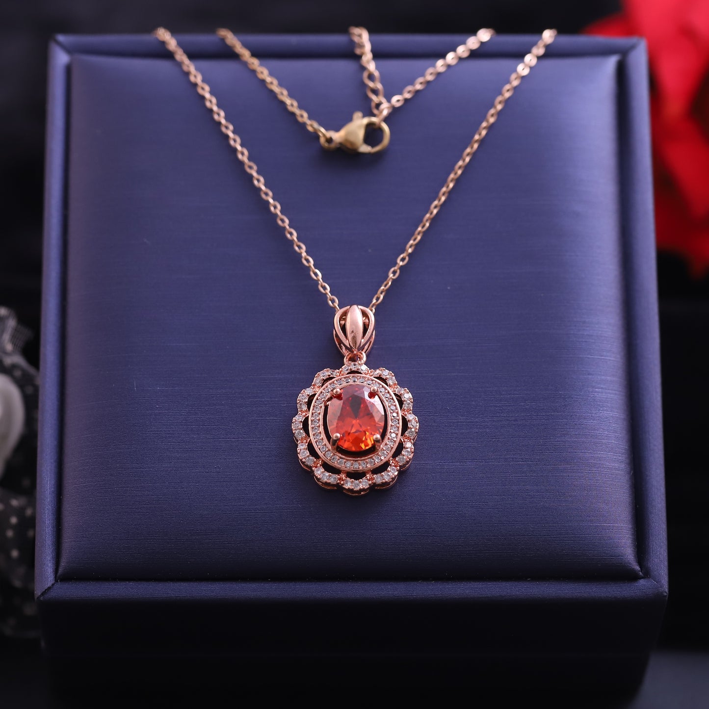 Sunset Bloom Rose Gold Pendant Necklace