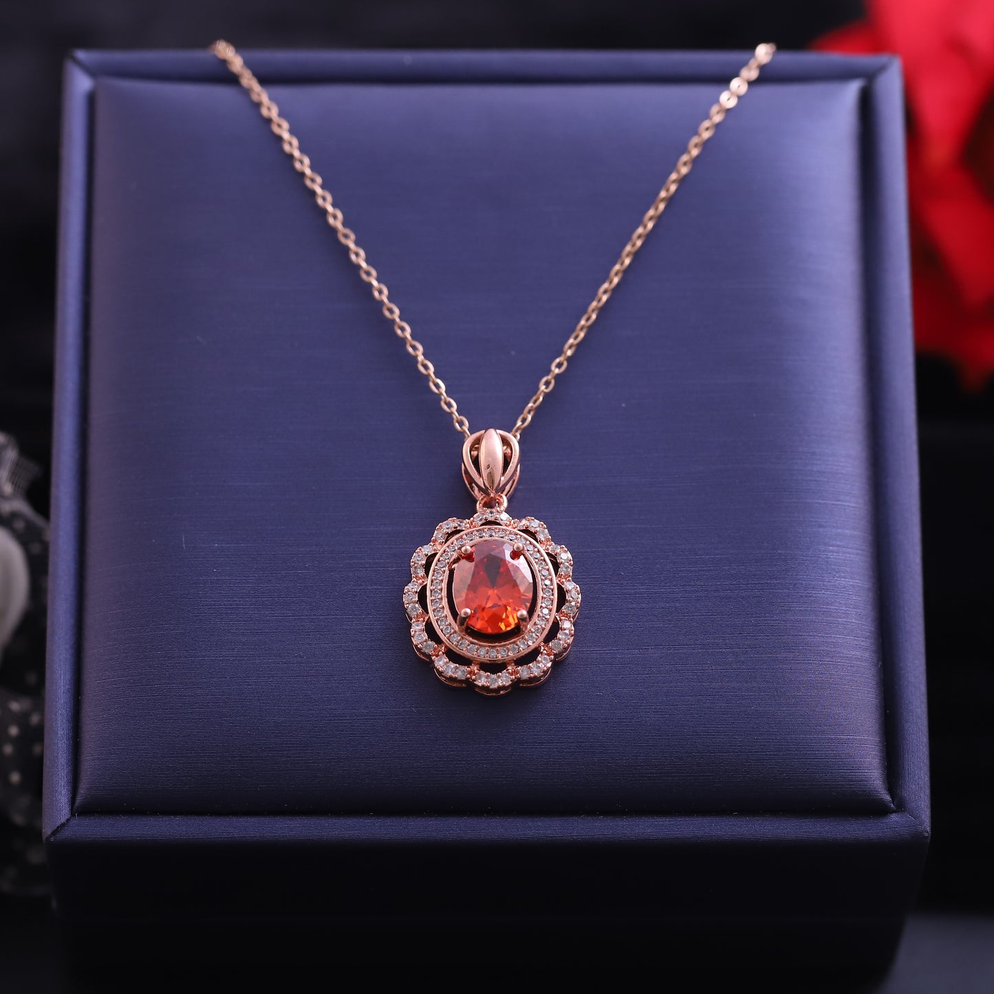 Sunset Bloom Rose Gold Pendant Necklace