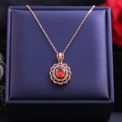 Sunset Bloom Rose Gold Pendant Necklace