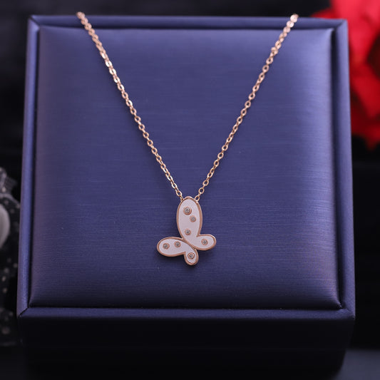 Whisper Wing Butterfly Rose Gold Pendant Necklace