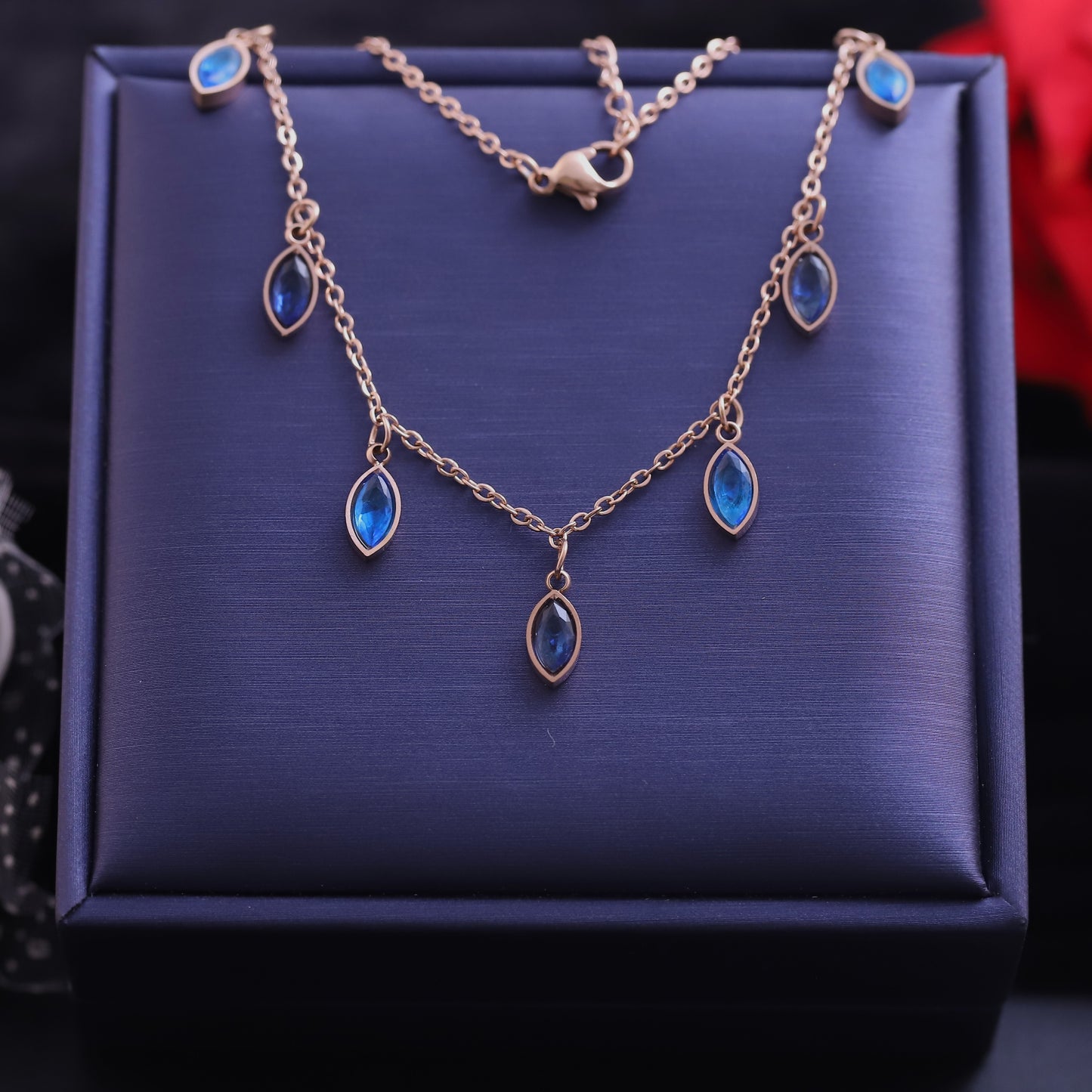 Azure Drop Charm Silver Necklace