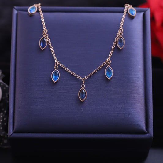 Azure Drop Charm Silver Necklace