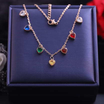 Rainbow Heartbeat Rose Gold Necklace
