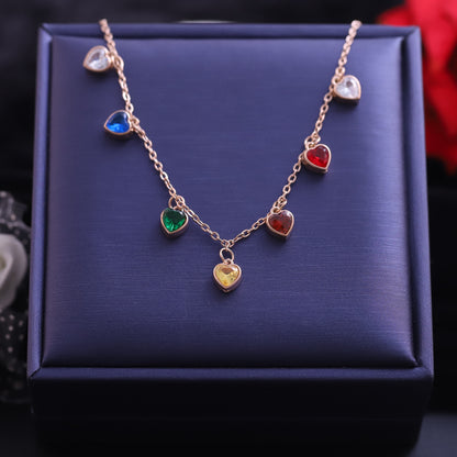 Rainbow Heartbeat Rose Gold Necklace