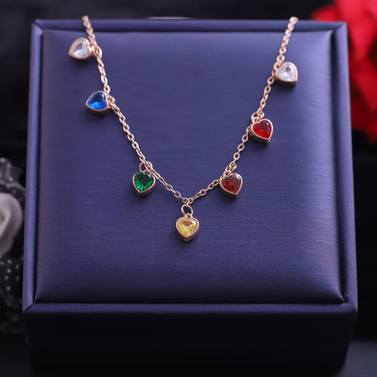 Rainbow Heartbeat Rose Gold Necklace
