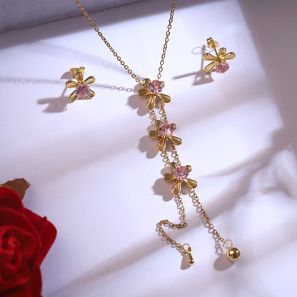 Blossom Drip 18K Gold PVD Floral Set