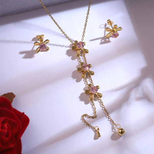 Blossom Drip 18K Gold PVD Floral Set