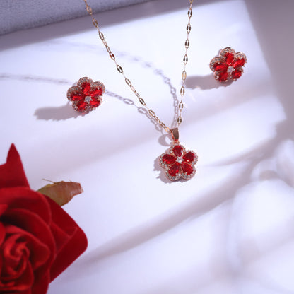 Rosalia Radiance Rose Gold Plated Floral Set