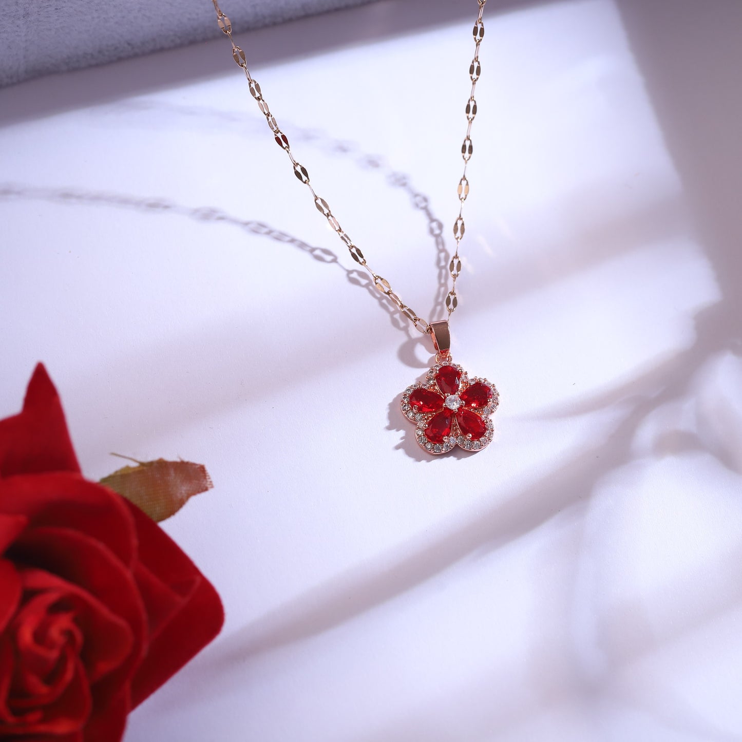 Rosalia Radiance Rose Gold Plated Floral Set