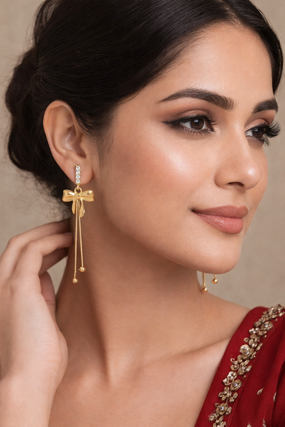 Grace Bow Luxe Gold-Plated Dangle Earrings