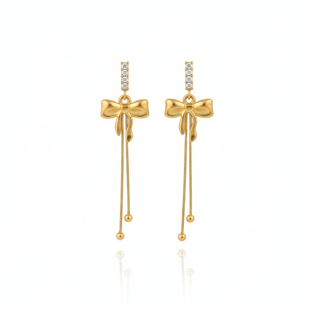 Grace Bow Luxe Gold-Plated Dangle Earrings