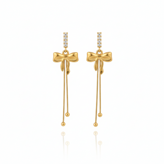 Grace Bow Luxe Gold-Plated Dangle Earrings