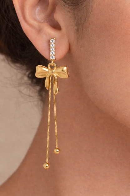 Grace Bow Luxe Gold-Plated Dangle Earrings