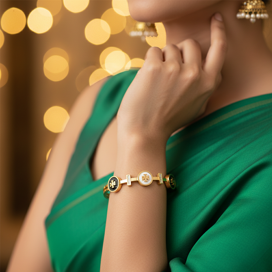 Trinity Luxe Gold-Plated Enamel Charm Bracelet