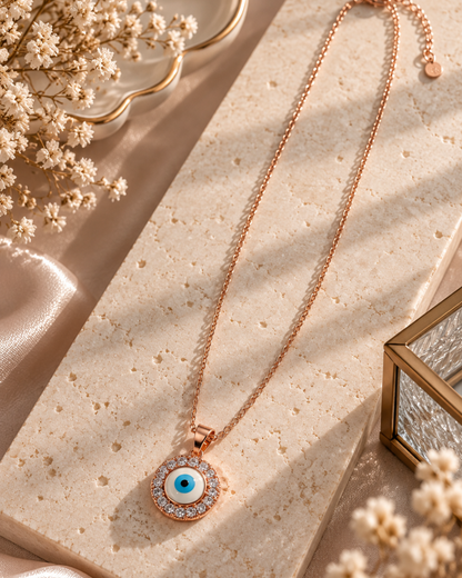 Evil Eye Halo Medallion Necklace