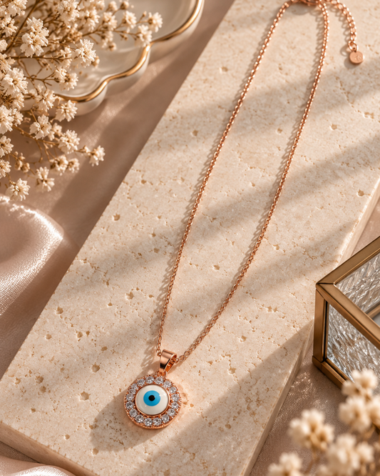 Evil Eye Halo Medallion Necklace