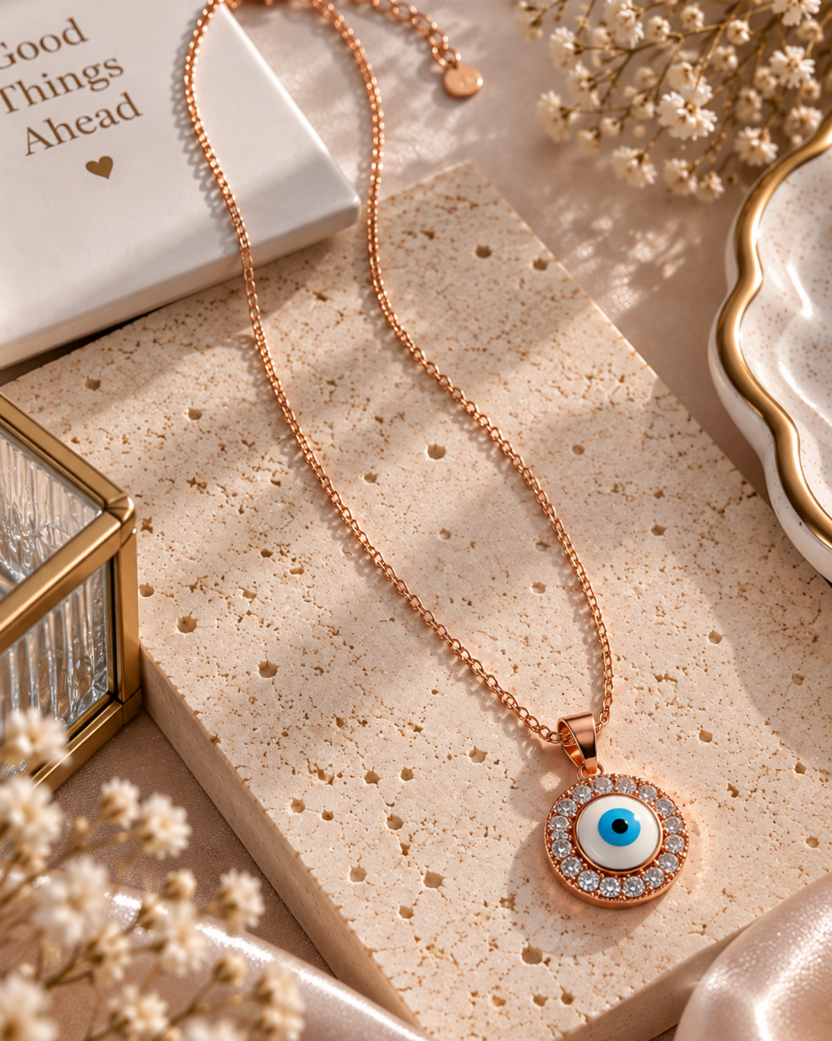 Evil Eye Halo Medallion Necklace