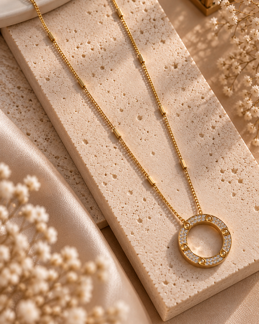 Roman Numeral Open Circle Necklace