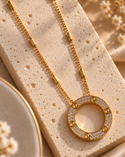 Roman Numeral Open Circle Necklace