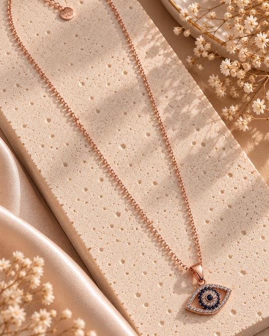 Marquise Evil Eye Charm Necklace
